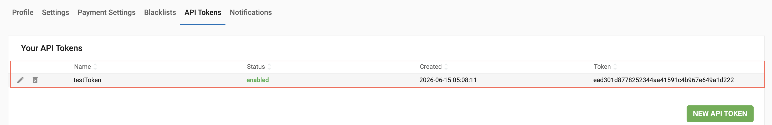 token id