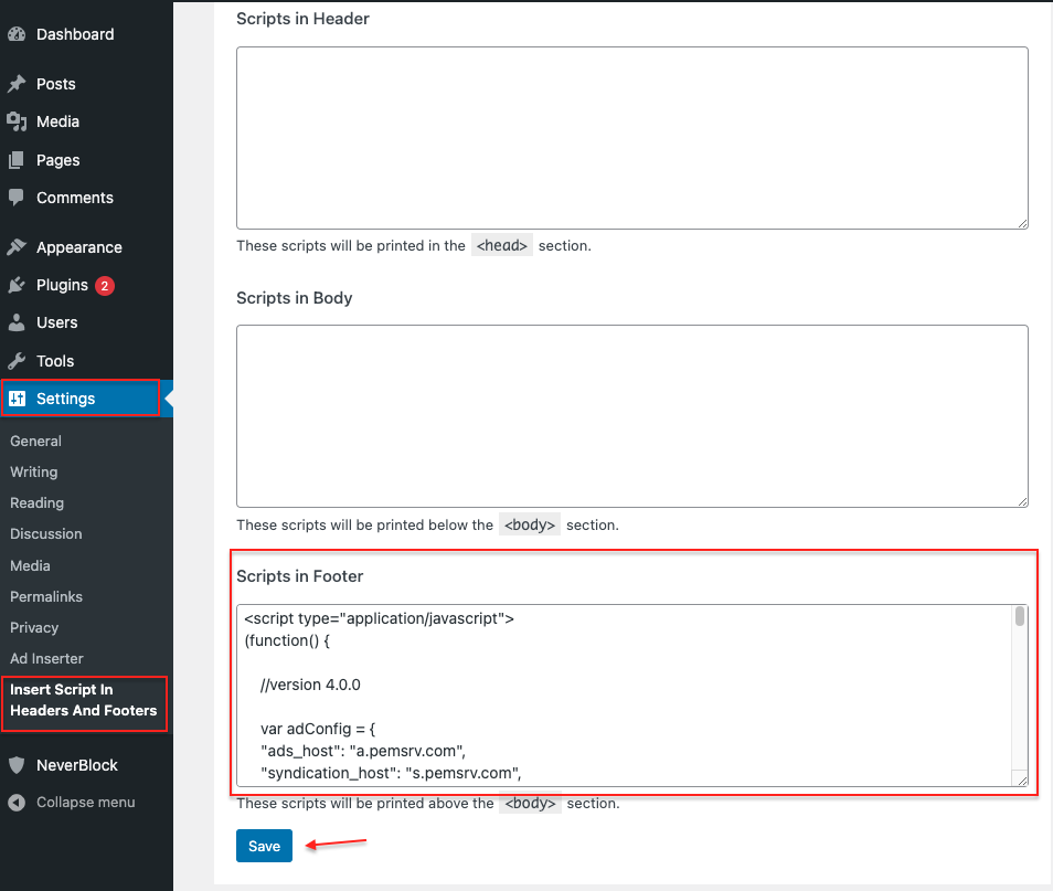 Ad Zone Codes in WordPress