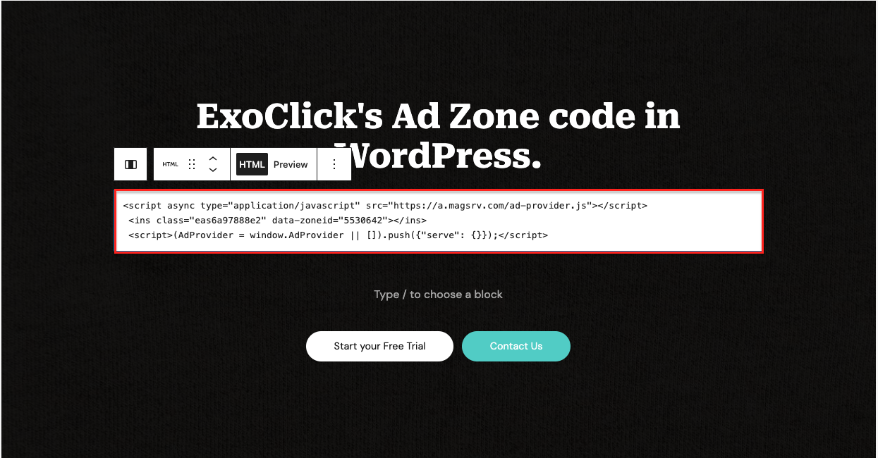 Ad Zone Codes in WordPress